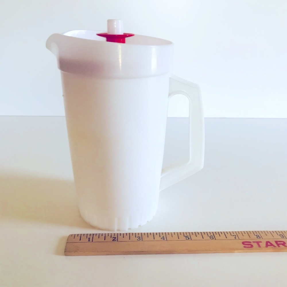 Vintage Tupperware Pitcher, Red and White Pitcher, 80s Tupperware